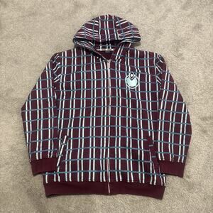 Vintage Nomis Hoodie Mens XL Purple Blue Plaid Snowboard Street Wear XL